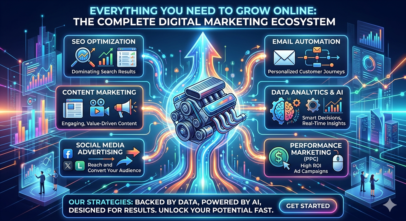 Everything you need to grow online — AI-powered digital marketing services